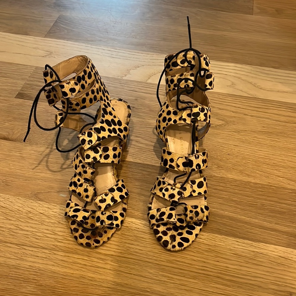 Loeffler Randall Cheetah Print Lace Up Sandals
